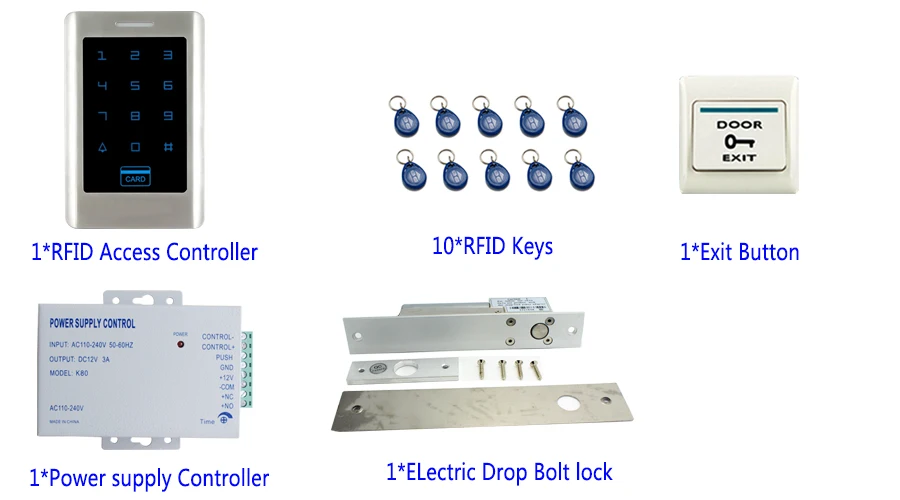 JERUAN Бесплатная доставка Новый офис сенсорной клавиатурой металла RFID домофонов доступа Управление комплект + Электрический падения