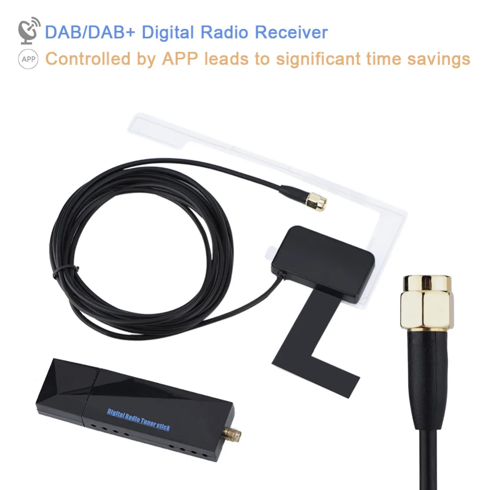

Portable AM/FM SMA DAB/DAB+ Digital Radio Antenna Receiver Mini USB Port for Car Android System