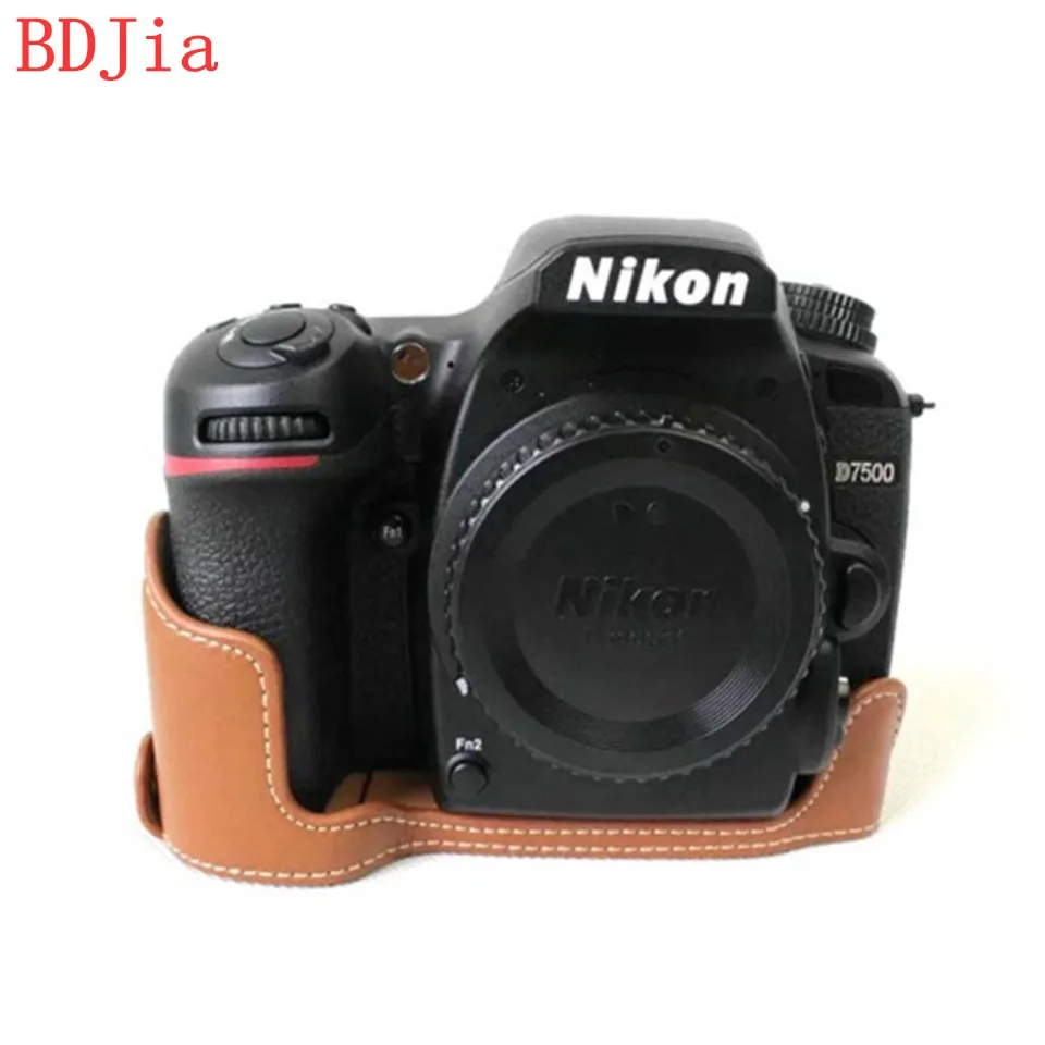 Genuine Cowhide Leather Half Body Camera Case Base For Nikon D7500 (Any