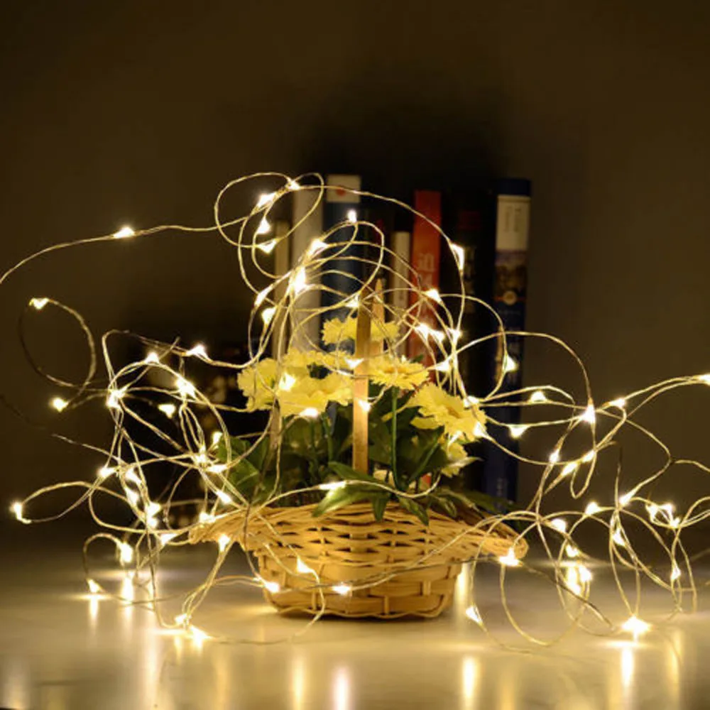 2 шт., 2 м, светодиодный светильник на солнечной батарее из медной проволоки, праздничный уличный Сказочный светильник s для рождественской вечеринки, свадебного украшения