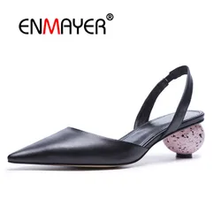 ENMAYER Woman high heels Sandals shoes women Size 34-39 Causal Party Summer Buckle strap Genuine Leather Strange heels CR802 ENMAYER Woman high heels Sandals shoes women Size 34-39 Causal Party Summer Buckle strap Genuine Leather Strange heels CR802