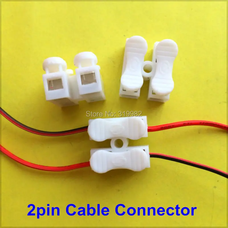 

100pcs 2P Spring Connector Cable Clip press push quick 2pin Wire clip clamp Wiring Terminal Block 2P easy for car led strip lamp