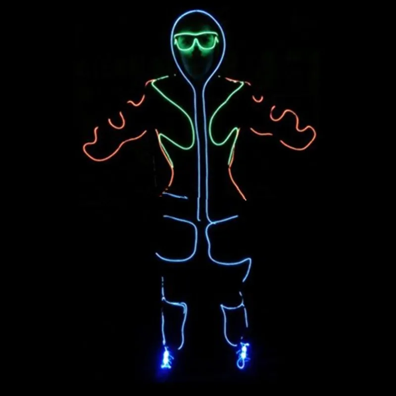 Hot Sale EL Wire Full Costume Led Halloween Suit Includes Glasses and