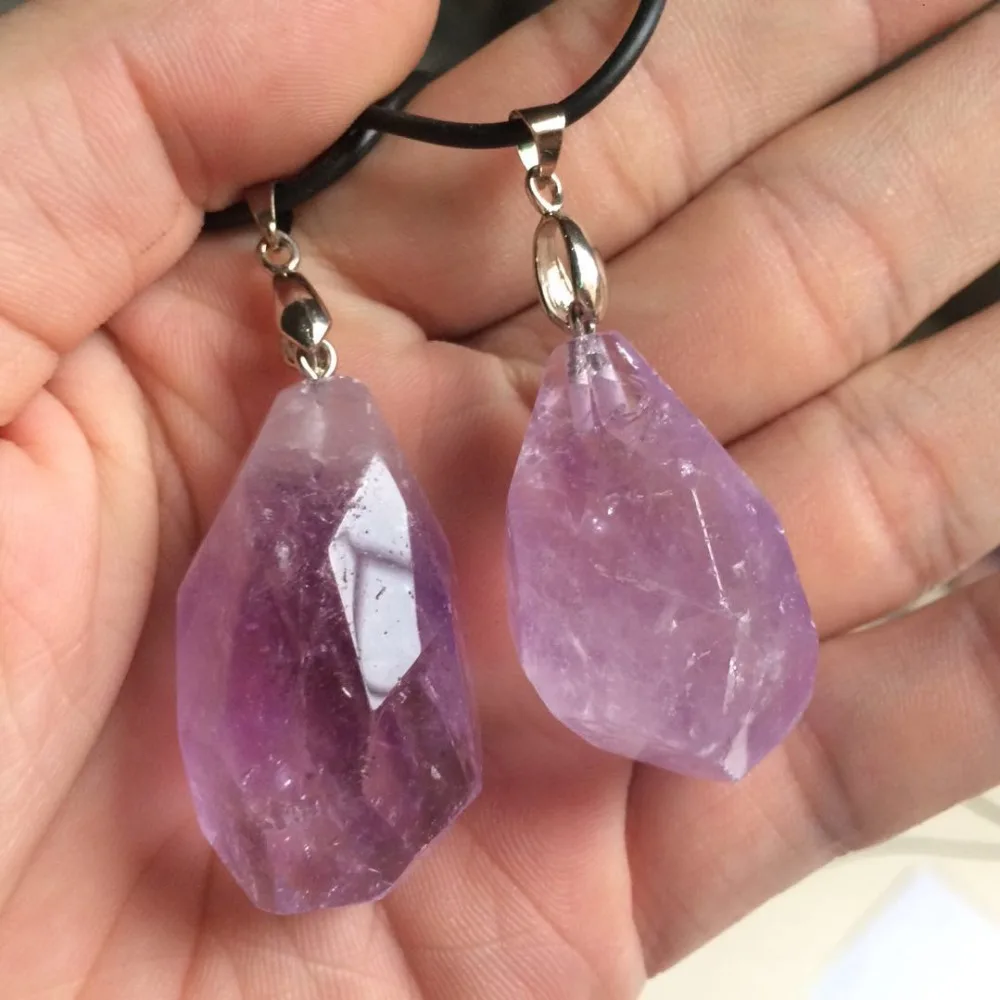 

oval faceted natural amethyst stone pendant natural gemstone pendant for woman for gift wholesale