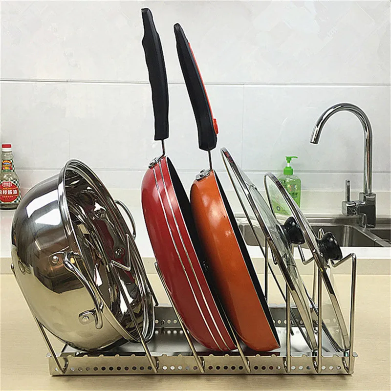 Ceny Nasadka ze stali nierdzewnej uchwyt garnka Pan i uchwyt do deski do krojenia Organizer do kuchni 6 przegródek z sitko tacka stojak na pokrywki