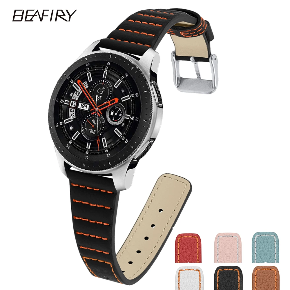 

BEAFIRY For Samsung Watch Band 46mm Watchband 22mm genuine Leather watchStrap For Huami Huawei wristband Belt Band for Men Women