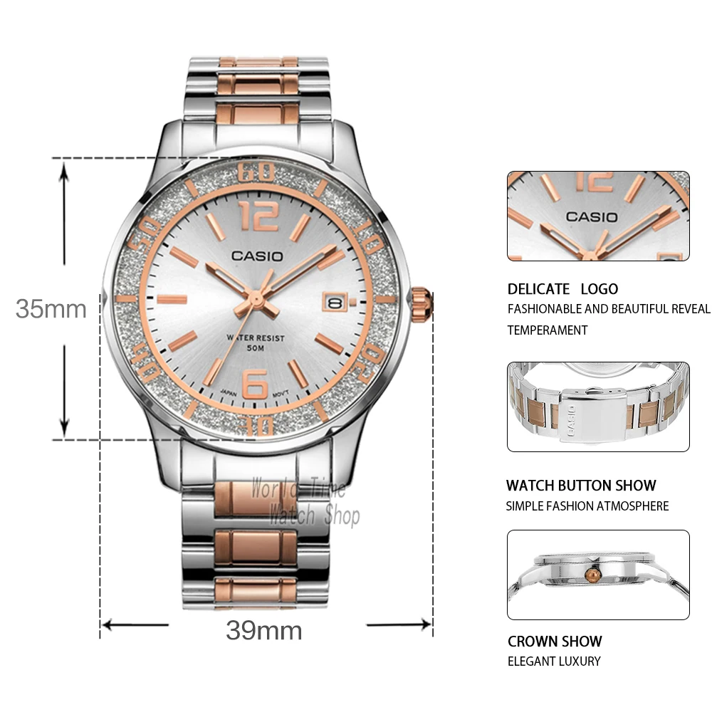 Часы Casio женские наручные часы Set top brand люкс 50м Водонепроницаемые кварцевые
