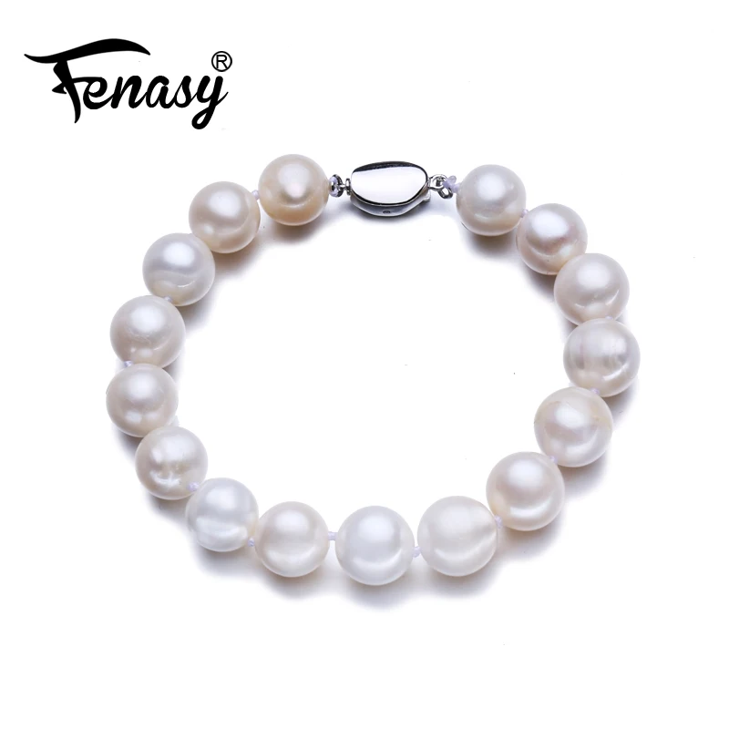 

FENASY Pearl Jewelry Fashion 9-11mm big pearl Wide Bracelets & Bangles Jewelry pearl charm bracelet,chain link bracelet women