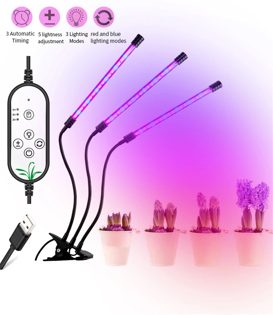 Полный спектр светодио дный свет роста растений DC5V Водонепроницаемый приглушить Многофункциональный 18 Вт 27 Вт USB Мощность Desktop светодио