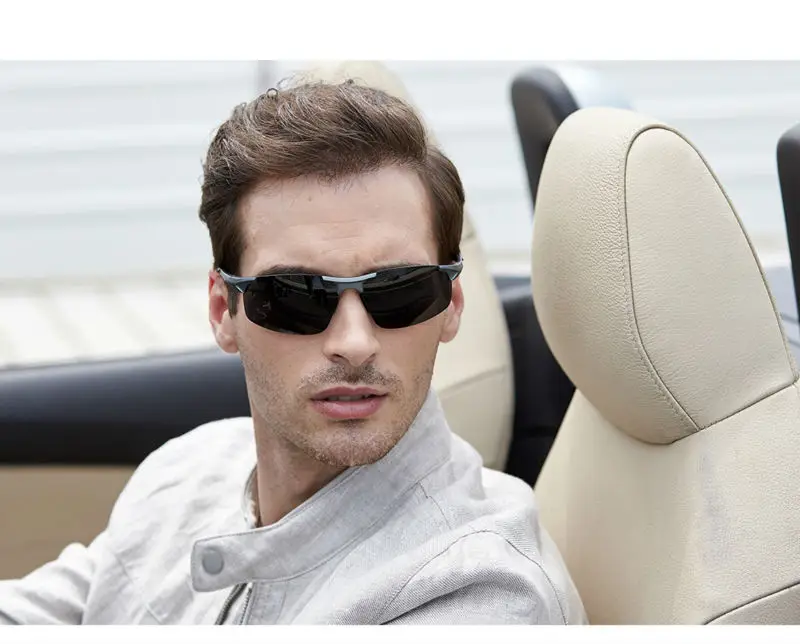 Поляризованные мужские солнцезащитные очки с алюминиево-магниевой оправой, солнцезащитные очки для вождения автомобиля, мужские спортивные очки для рыбалки, гольфа 8177