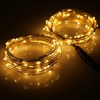 

connectable 2*33Ft 100 LED string lights outdoor silver wire 200 LED warm white light + power adapter (US,UK,EU,AU plug)