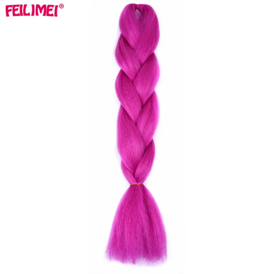 Feilimei Омбре плетение волос для наращивания 24 дюйма 100 г большие синтетические косы синий/зеленый/коричневый/Блонд/серый/розовый/фиолетовый вязанные волосы - Цвет: #30