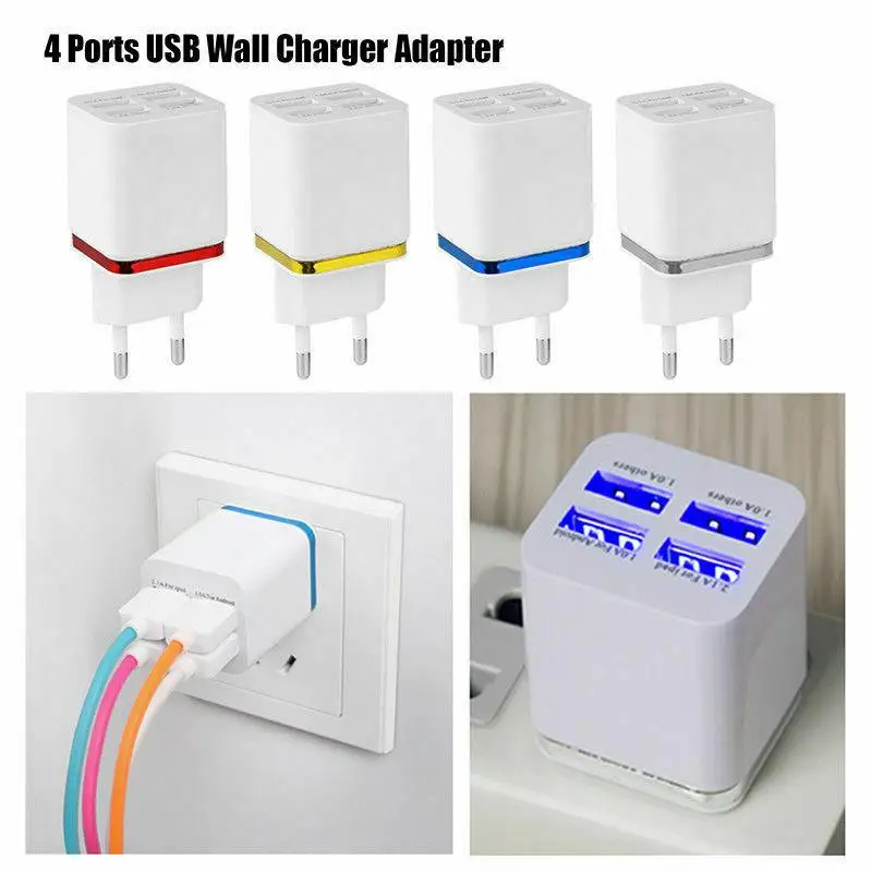 

DSstyles 5.1A USB Power Adapter Wall Charger 4 Ports Travel Charger Cube Block