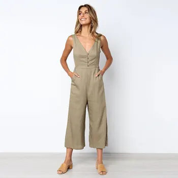 

New Women Boot Cut Jumpsuit Sexy Fashion Summer Autumn Button Jumpsuit Female Trend Solid Streetwear