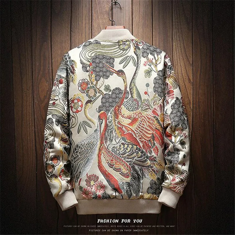 Autumn New Japanese Embroidery Men Slim Jacket Coat Hip Hop Streetwear Jacket Coat Bomber Jacket 2019 Men high quality Outwear
