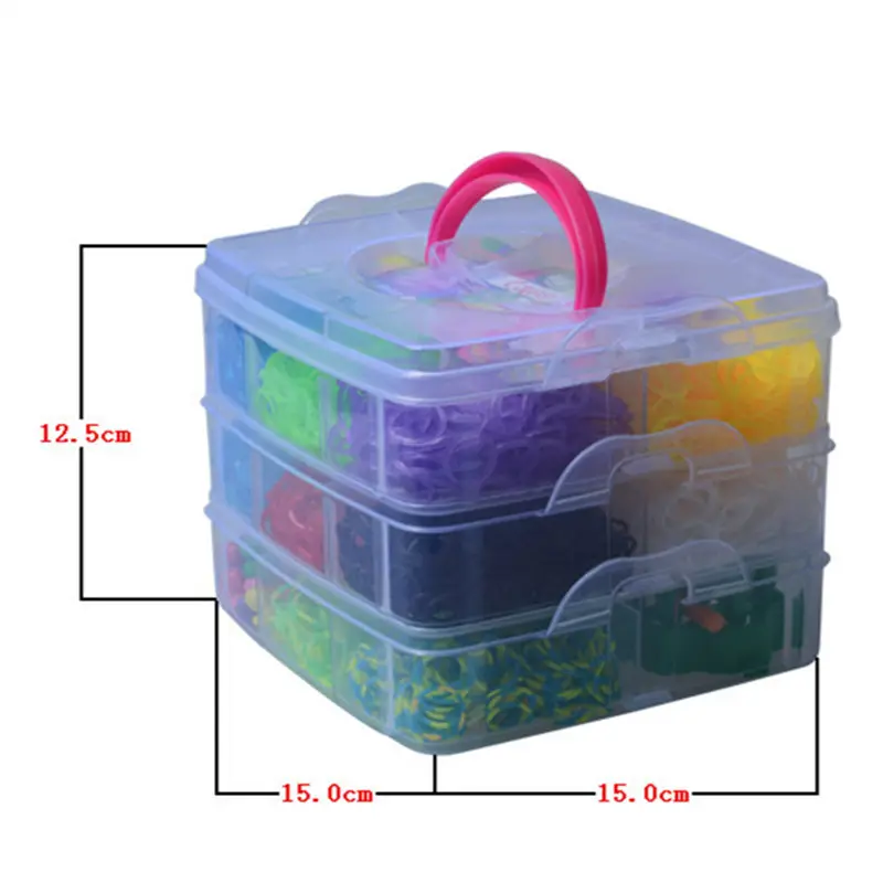 5000 unids резиновый браслет "сделай сам" браслеты небольшой 3 слоя, превосходный набор в подарочной коробке, головоломки ткацкие станки - Цвет: Picture Color