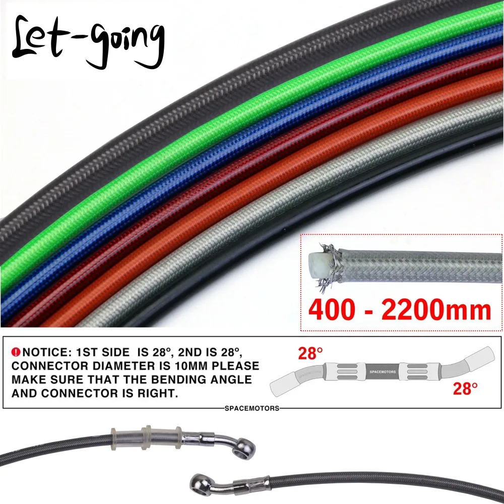 400-2200 мм мотоциклетная труба тормозной шланг линия Универсальный Atv Грязь питбайк Мотокросс для Yamha Honda Kawasaki M10 болт 28