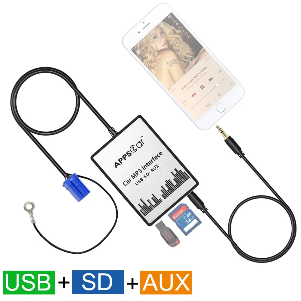 Автомобильный MP3 Интерфейс USB SD AUX цифровой музыкальный чейнджер для Seat Toledo 1999-2005(подходит выбрать OEM радио