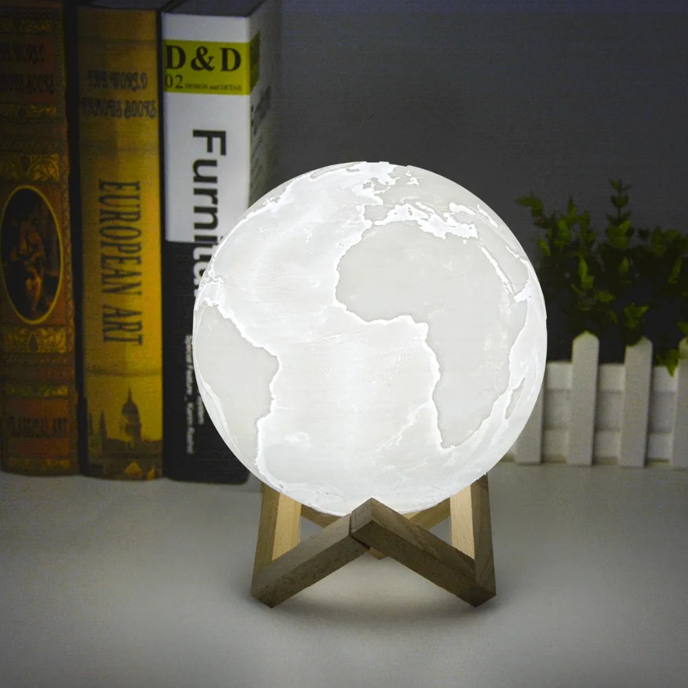 Buy 3D Print Earth Lamp Moon Light Colorful Moon Lamp Rechargeable Change Touch