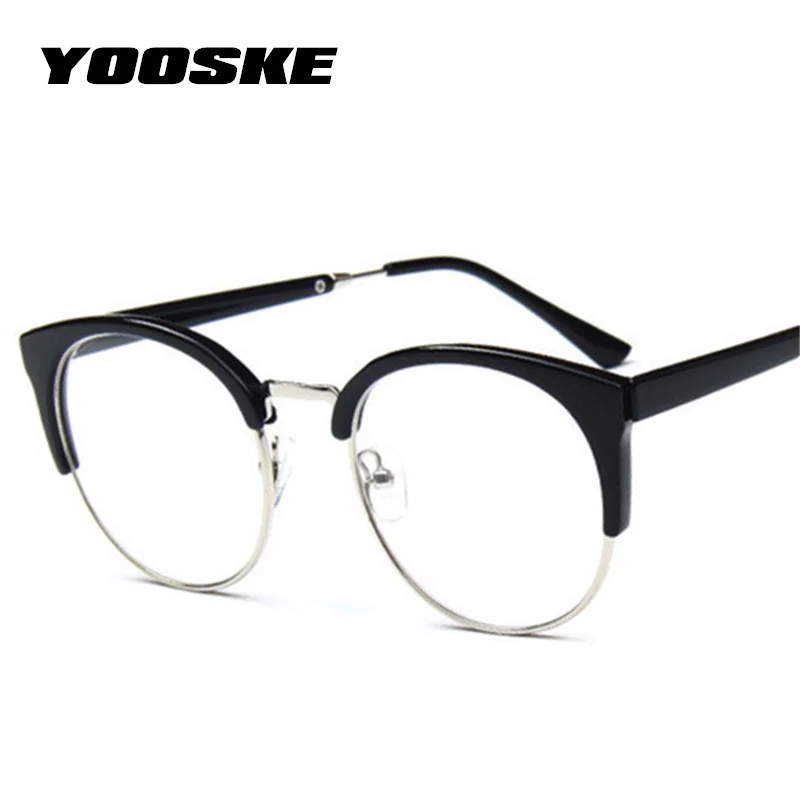 

YOOSKE Women Retro Goggles Frames Glasses Transparent Optical Myopic Spectacle Semicircle Eye Glasses Frame Vintage Metal Frames