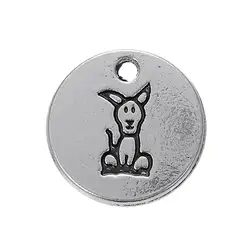 10 шт. талисманы Dog Tag 15,5x15,5 мм античное серебро подвеска в форме собаки талисманы для изготовления ювелирных изделий