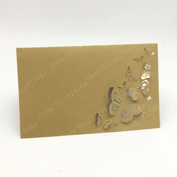 

50pcs Butterfly Place Name Cards Paper Wine Glass Cup Table Invitation Card Favors Wedding Meeting Banquet Party Decoration