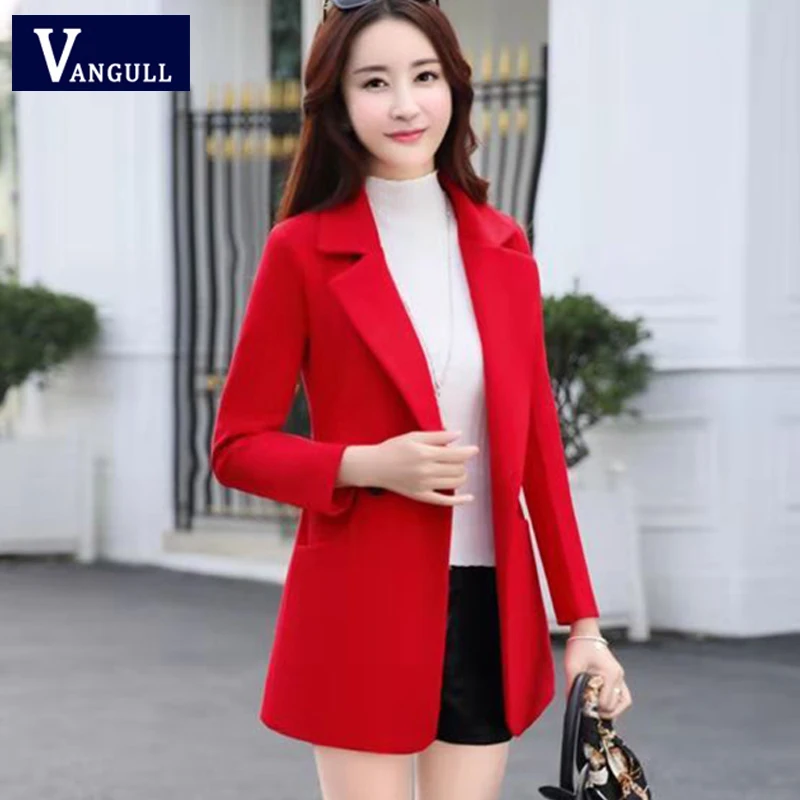 

2019 Autumn Winter Fashion New Women Wool Short Coats Female Slim Korean Long Sleeve Temperament Single Breasted Basic Jackets