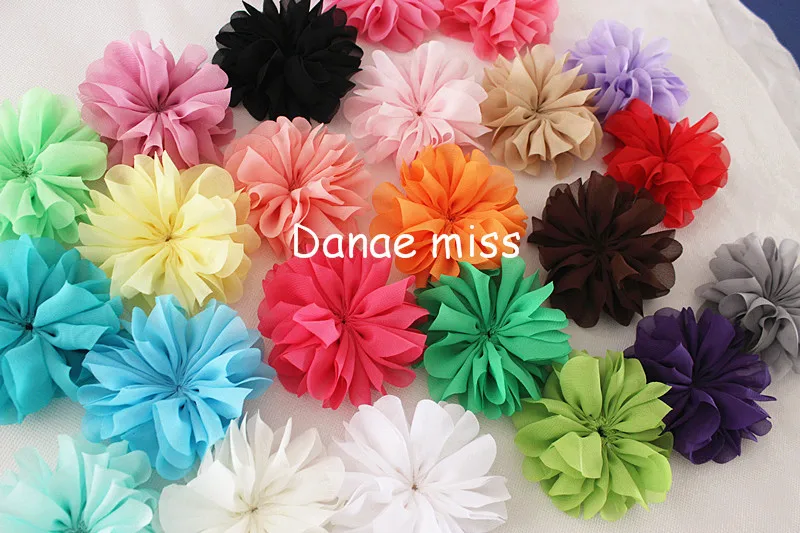 

9cm Ballerina Flowers Chiffon Flowers,Fabric Flowers For Headbands,Kids Hair Accessories Unfinished 23colors