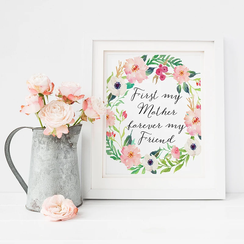 Watercolor Flora Quotes Canvas Art Blush Pink Poster Baby Shower