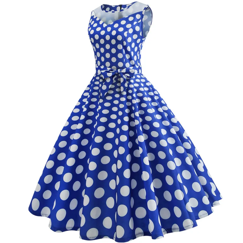

Elegant Women 50s 60s retro vintage hepburn style polka dot plaid midi dress Sleeveless Bow Mesh piecing Rockabilly vestido robe