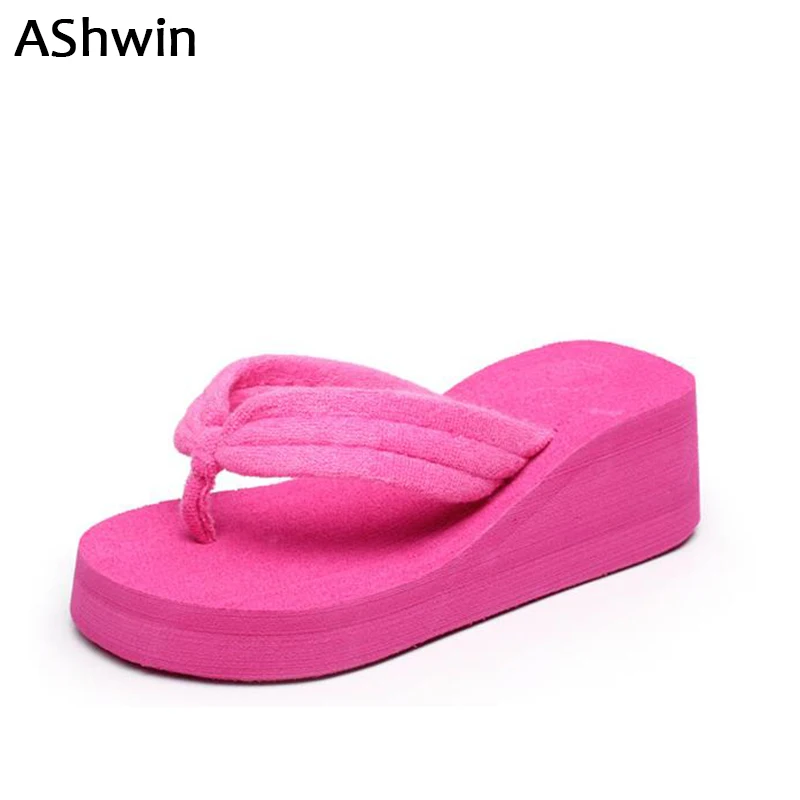 hot pink wedge flip flops