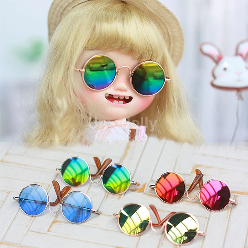 1Pair Classic Round Shape 1/6 Doll's Sun Glasses for Blyth Doll
