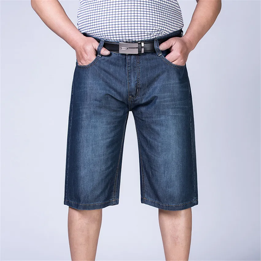 Plus Size Solid Jeans for Humens Dark Blue Casual Pants Men's Loose