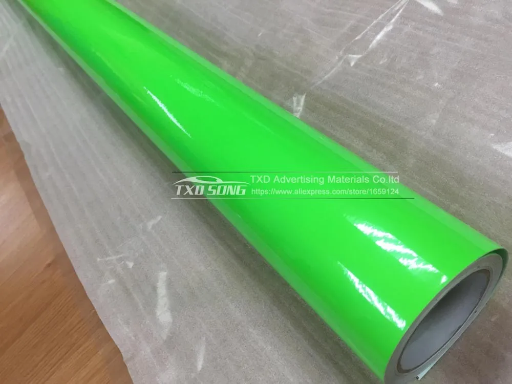 Красивая зеленая флуоресцентная виниловая наклейка, флуоресцентная зеленая автомобильная пленка для обертывания автомобиля