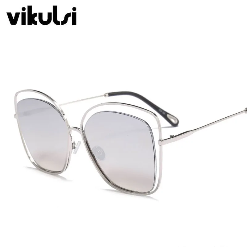 Винтажные Квадратные Солнцезащитные очки для женщин брендовые дизайнерские ретро полые большие солнцезащитные очки женские солнцезащитные очки для женщин зеркальные очки - Цвет линз: D494 silver silver