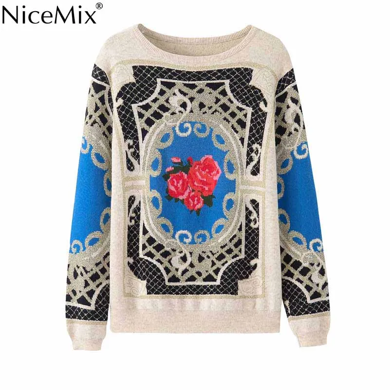 

NiceMix Vintage Loose Pullover Sweater 2019 Knitted Sweater Women Boho Sweaters Casual Elegant Pullovers Boho Female Pullover
