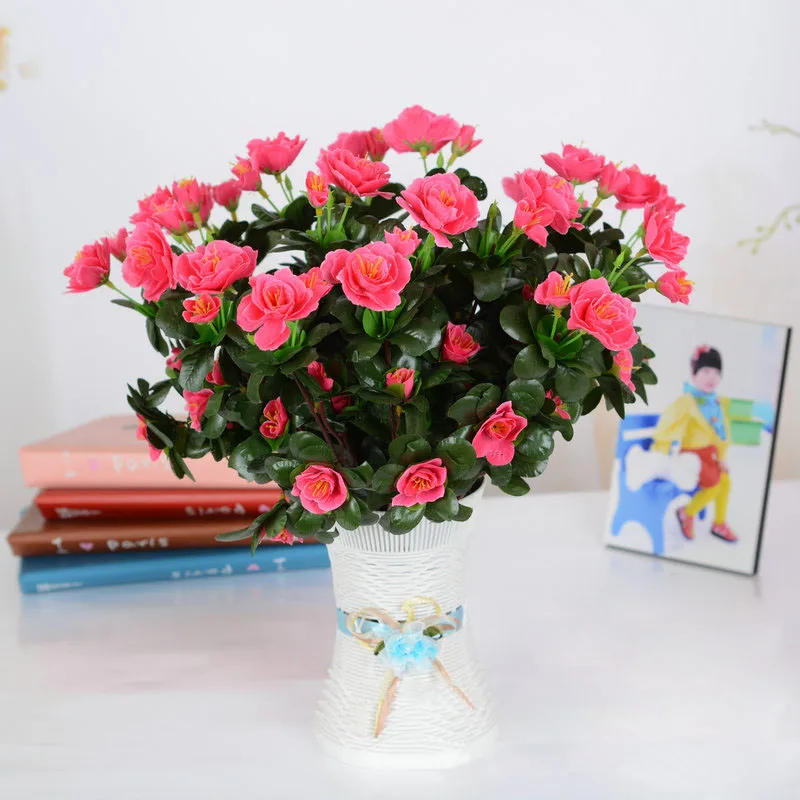 Artificial Flowers Silk Fake Leaf Azalea Floral Wedding Party Home Decor Bouquet