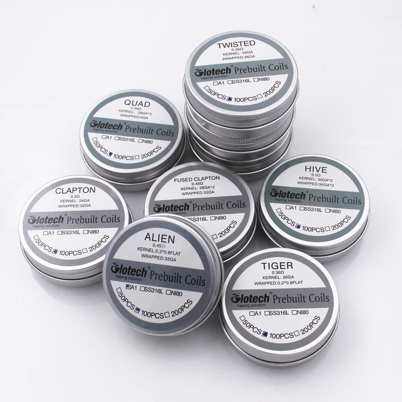 Glotech Ni80 Alien Tiger Fused Clapton Premade Coils Hive QUAD Mixed Twisted Prebuilt Coil for DIY RDA Atomizer Coils Building Glotech Ni80 Alien Tiger Fused Clapton Premade Coils Hive QUAD Mixed Twisted Prebuilt Coil for DIY RDA Atomizer Coils Building
