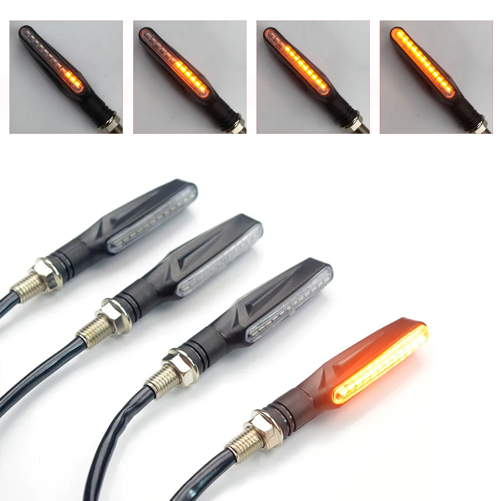 

Mooreaxe 4 pieces Motorcycle LED Flashing Running Turn Signal Stop Indicator Flexible Waterproof Flowing Light For Honda Harley