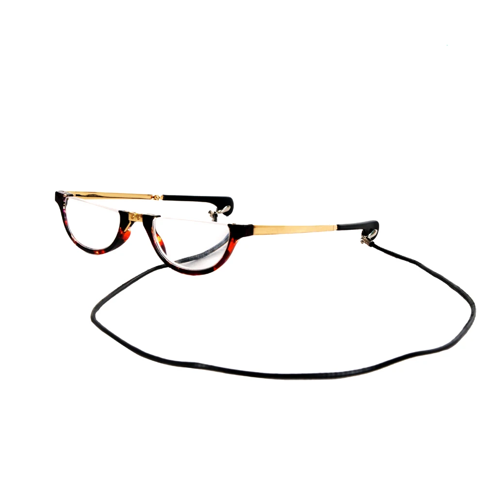 WEARKAPER Титан Магнитная Складная половина кадра линзы ретро очки для чтения Для женщин складные очки с Чехол 1,0-4,0 - Цвет оправы: Многоцветный