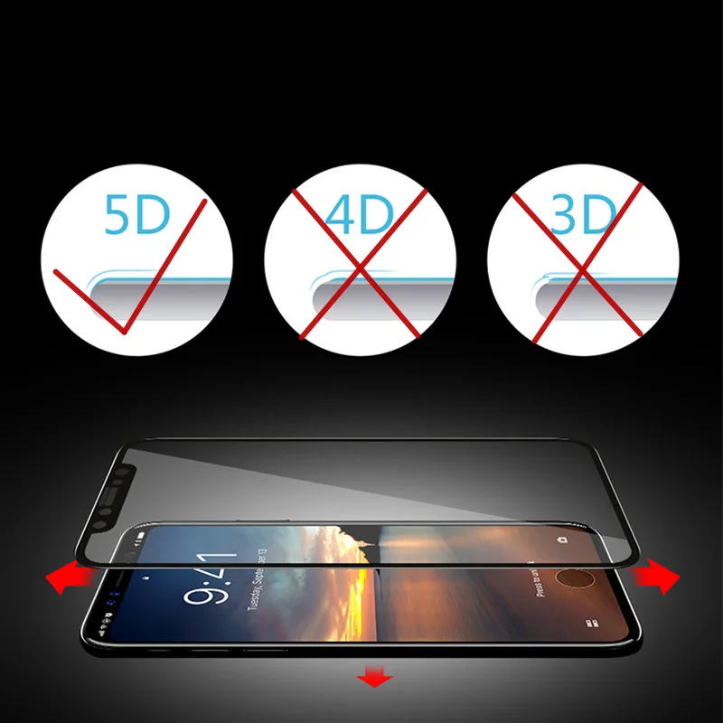 3D 4D Advanced 5D полное покрытие Экран протектор Защитная Стекло для iPhone 7 8 плюс 9 H взрыв защитная пленка чехол для iPhon X