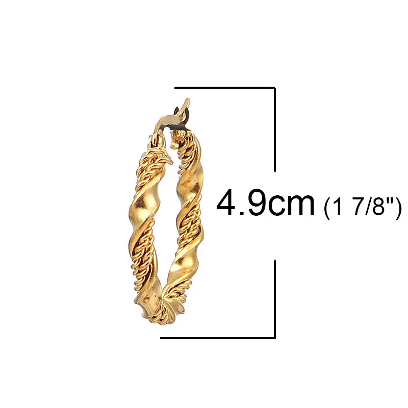 Мода серьга-Кольцо из нержавеющей стали серьги Золотое кольцо спираль 4 размера s простой подарок ювелирных изделий, пост/провод Размер:(18 калибр), 1 пара - Окраска металла: 1