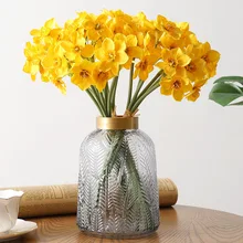 6 шт/Букет Искусственный цветок желтый Нарцисс шелковые цветы букет для свадьбы украшение дома поддельный букет цветов