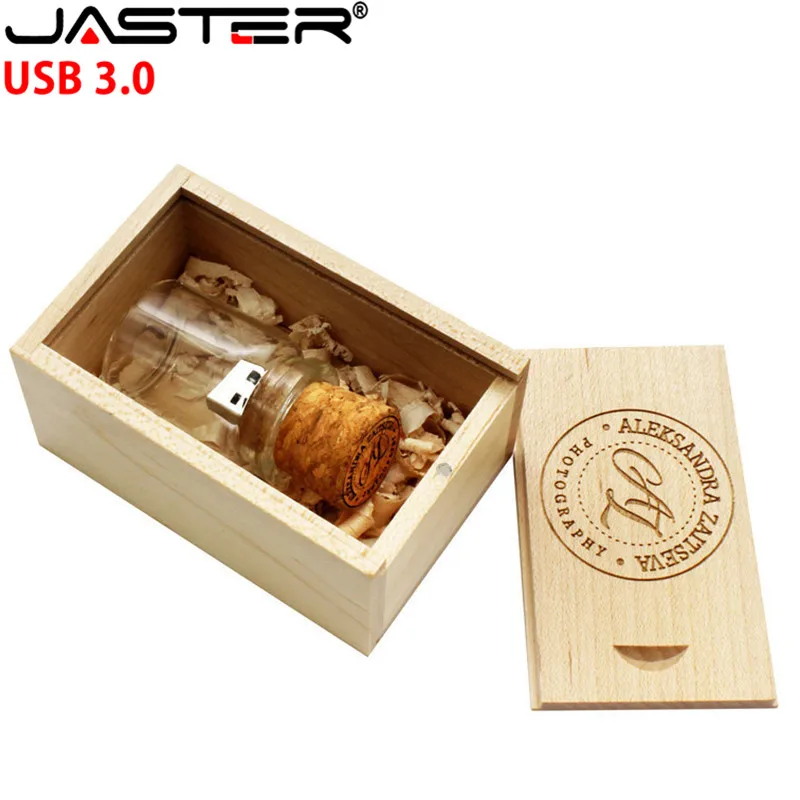 

JASTER USB 3.0 floating bottle pendrive 4GB 16GB 32GB 64GB glass wish bottles usb flash drive U disk memory Stick wedding gift