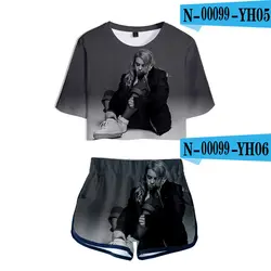 Billie Eilish Crop Top Set Billie Eilish костюм шорты Billie Eilish Костюмы уличная укороченный топ Для женщин уличная Для женщин s Лето