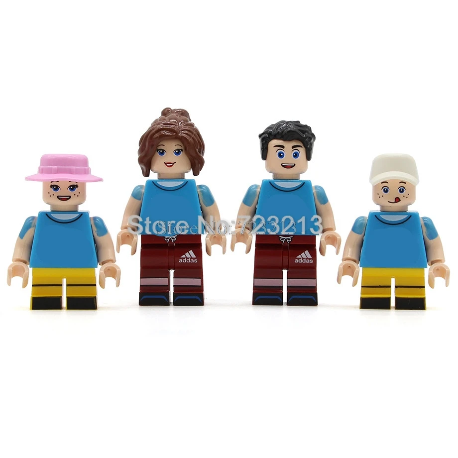 

4pcs/lot Cartoon Family Legoingly Figure Set Parents kids Bricks Building Blocks Collection Kits Toys for Children