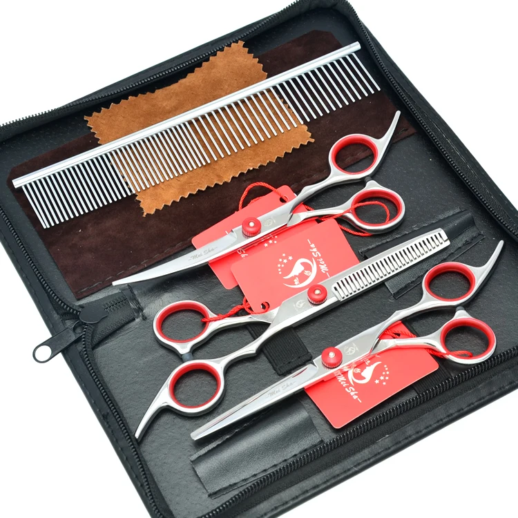 

6.0" Meisha Cutting & Thinning & Point up Curved Dog Shears Professional Pet Grooming Scissors Set Pet Scissors Clippers,HB0002