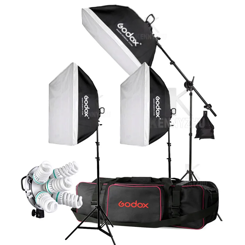 3x Godox TL-5 E27 5 патрон-светильник+ 15 шт. 150 Вт 5500 к лампа для фотостудии непрерывный светильник ing софтбокс Трехцветная Лампа Комплект головок - Цвет: with 15pcs Bulbs