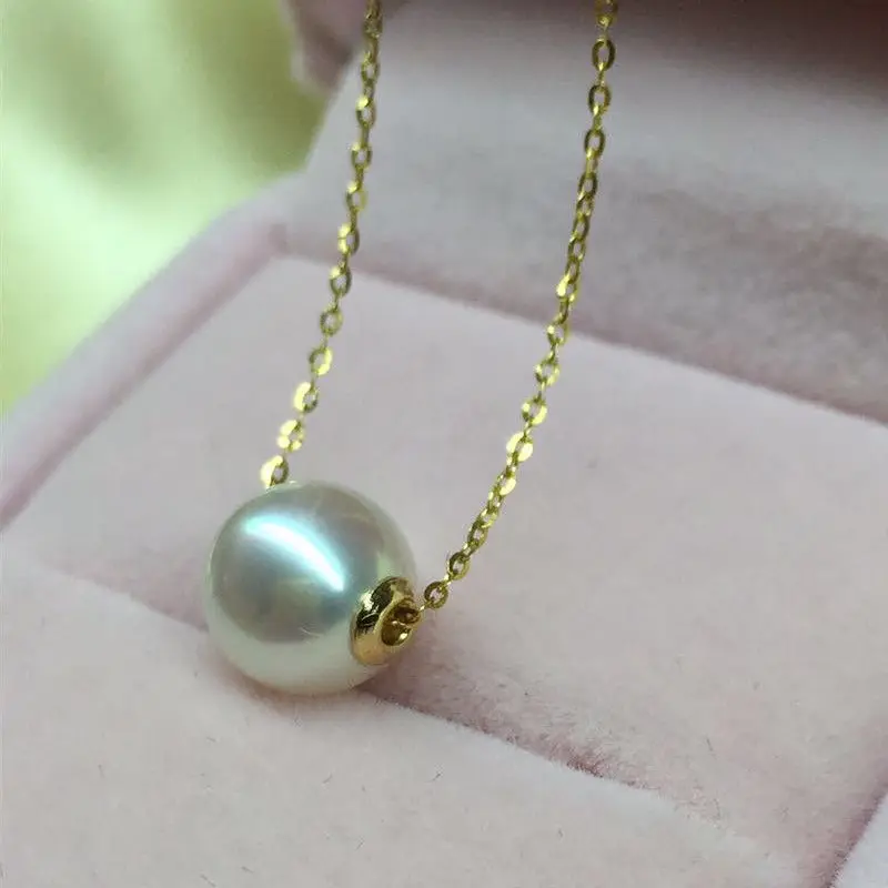 

2016 new 12mm natural round south seas white pearl pendant necklace 18inch