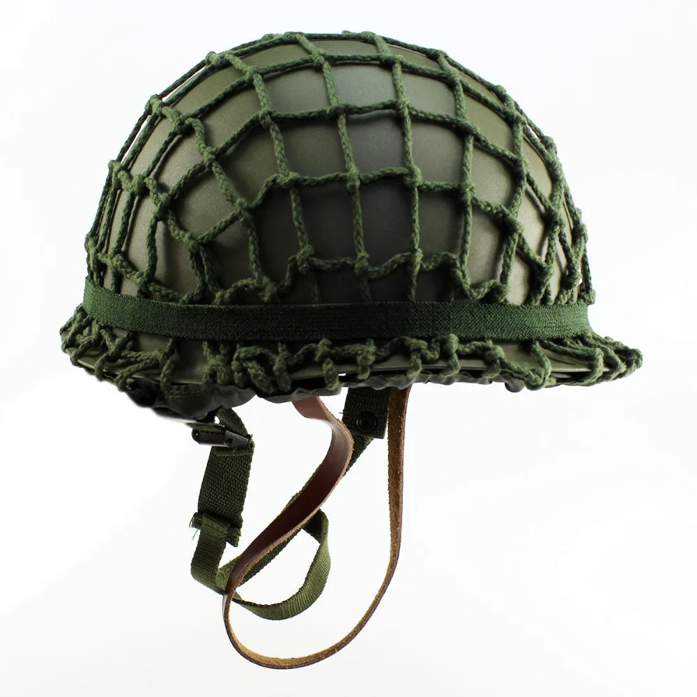 

WWII WW2 US TACTICAL ARMY SOLDIER PARATROOPER M1 HELMET+COTTON CAMOUFLAGE+OD BAND CAT EYES - World military Store
